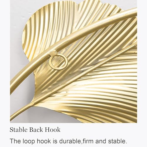 Image of Metal Wall Art For Home Decor Home Interior Decoration Hanging Ginkgo Ornaments Moon Cut Ring Flower Stylish Wall Decor For Bedroom Living Room Dining Study Room Office Farm Cafes House Hall Items 42cm