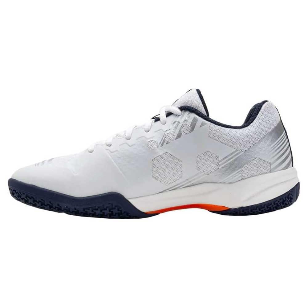 YONEX Power Cushion Strider Beat Badmintonschuhe, Weiß/Orange, SHBSB1