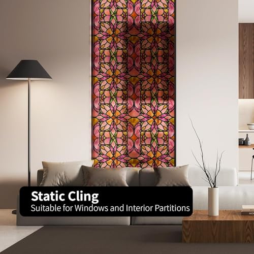 ChicSkin Stained Glass Window Film Self Adhesive 43x300cm, Decorative Window Film Privacy Art Floral, Bedroom Living Room Kitchen Bathroom Offices Glass Decoration - Cosy Home Interiors ChicSkin Stained Glass Window Film Self Adhesive 43x300cm, Decorative Window Film Privacy Art Floral, Bedroom Living Room Kitchen Bathroom Offices Glass Decoration - Image 4