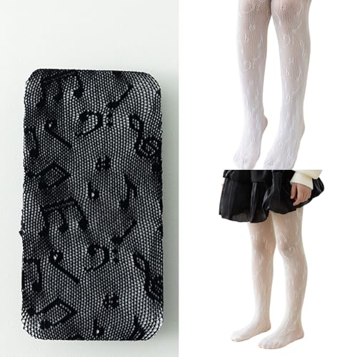 Toddler Socks, Hollow Leggings for Girl Notes Pattern Stretchy Stockings 3-12Y Girl Sweet Fishnets Pantyhose Kids2