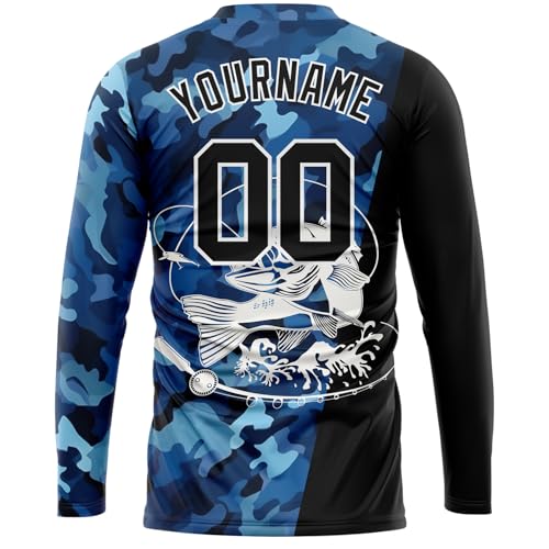 Custom Novelty Fishing Shirt for Men Teens, Long Sleeve Graphic Tees Football Jersey Tops Printed Name/Number3