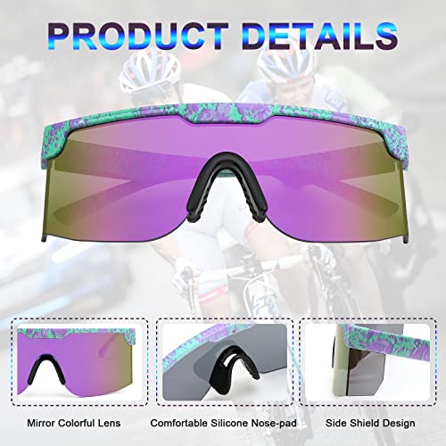 Karsaer Vision 80s 90s Retro Semi Rimless Sunglasses Neon Visor Shades Rainbow Sunlasses for Men Women2