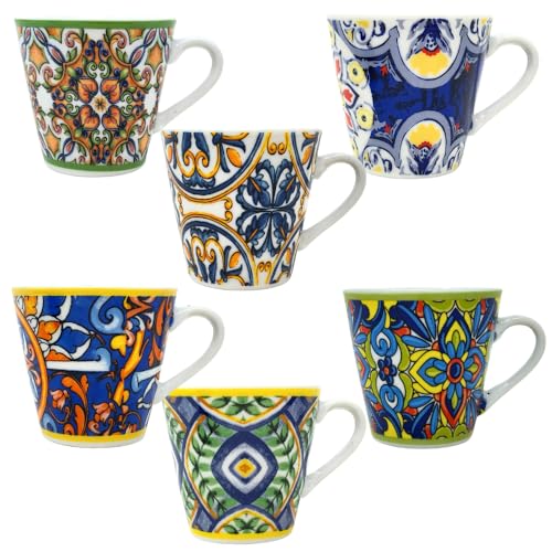 NAMAI Set 6 Tazzine Caffe Particolari - Porcellana - Adatto Alla Lavastoviglie e Microonde - 6cm x 6cm - Tazzine Caffe Moderne - Idea Regalo - Tazzine Caffe Colorate (MIX)