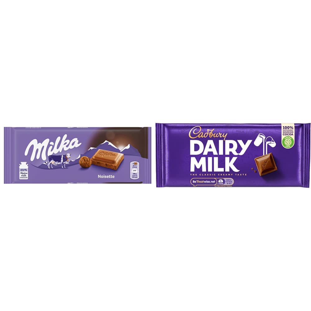 Buy Milka Noisette Alpine Milk Chocolate Bar 100 g & Cadbury Dairy Milk