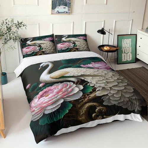 Housse de couette avec fermeture éclair en microfibre douce imprimé paon - 5