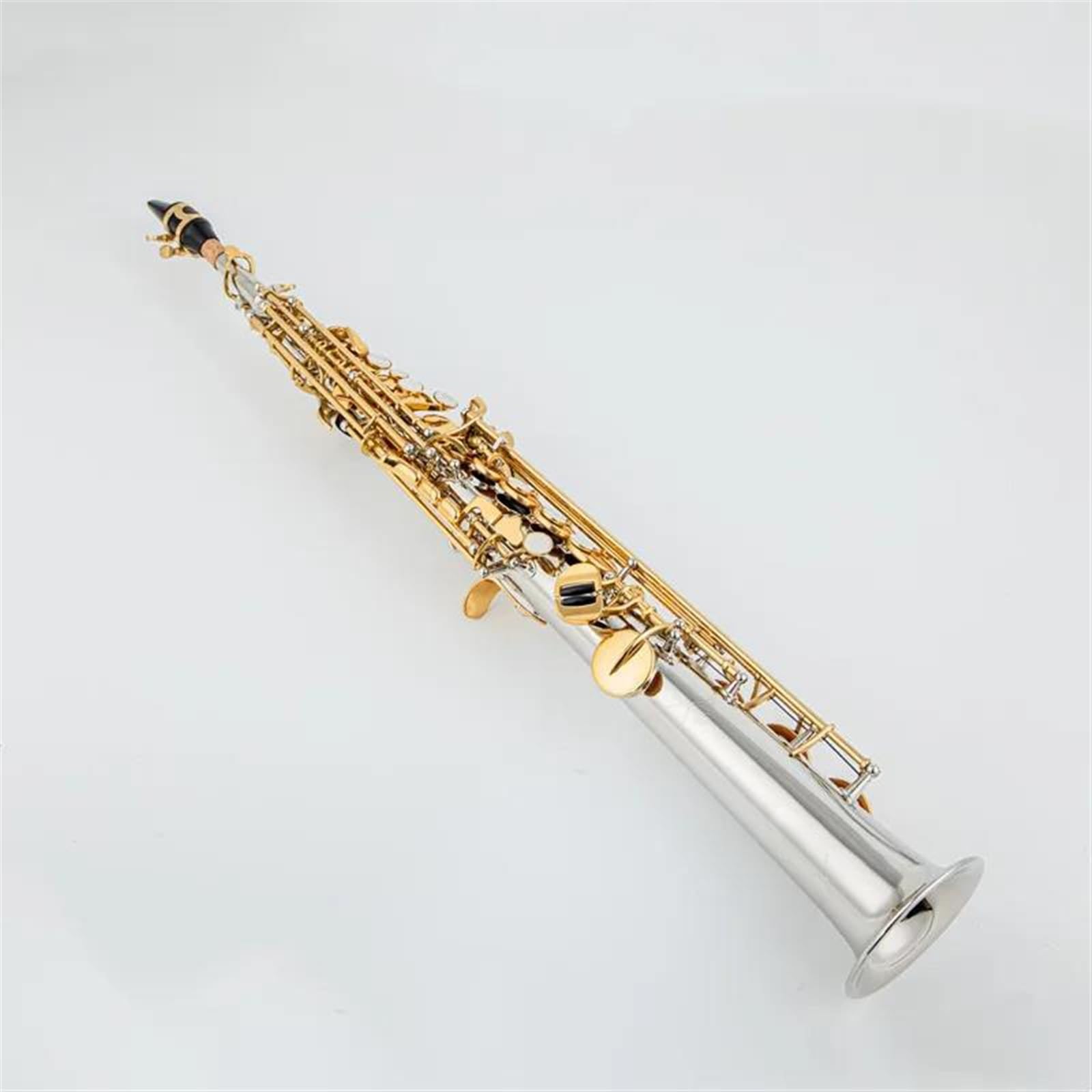 Sassofono Sassofono Contralto Argentato Chiave Oro Con Custodia Sax Contralto Legatura Ance Collo(Silver)