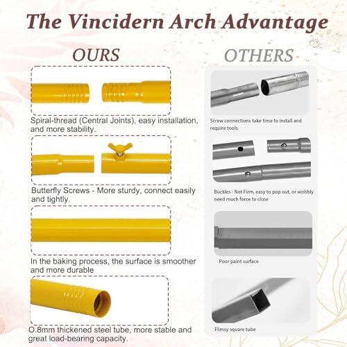 Image of Vincidern 3pcs Metal Wedding Arch Backdrop Stand, Party Arch Stand, Balloon Arch Backdrop for Wedding Ceremony, Baby Shower, Birthday Party, Bridal Shower, Graduation Decor, Gold,7.2FT, 6.6FT, 5.9FT