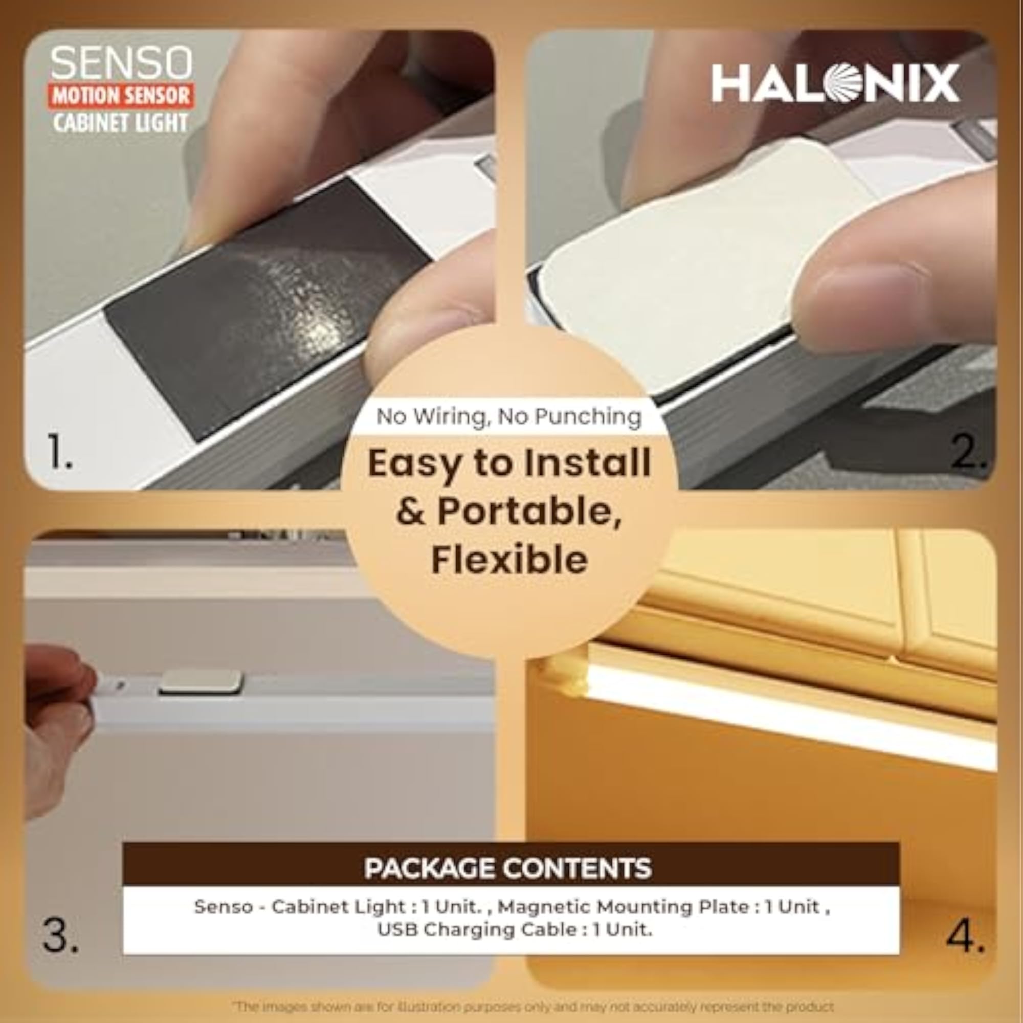 Senso Motion Sensor Cabinet Light, Rechargeable with Dimmable Function