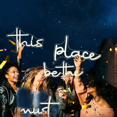 Image of Sunchayi This Must Be The Place Neon Sign 80.5 inch x 14.3 inch Light for Home Bedroom Cafe Bar Hanging Wall Decor Sign Anniversaries Wedding Birthday Backdrop （Super Large Style）