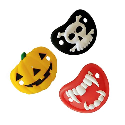 Kisangel Chupetes divertidos de calabaza y esqueleto, vampiros, colmillos en forma de chupón, chupón para bebé, chupón para fiesta de Halloween disponible en Yaxa Peru