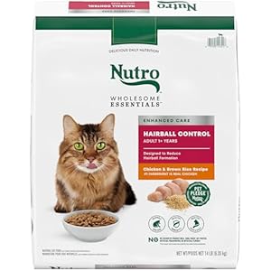 NUTRO WHOLESOME ESSENTIALS Adult Hairball Control Natural Dry Cat Food Farm-Raised Chicken & Brown Rice Recipe, 14 lb. Bag
