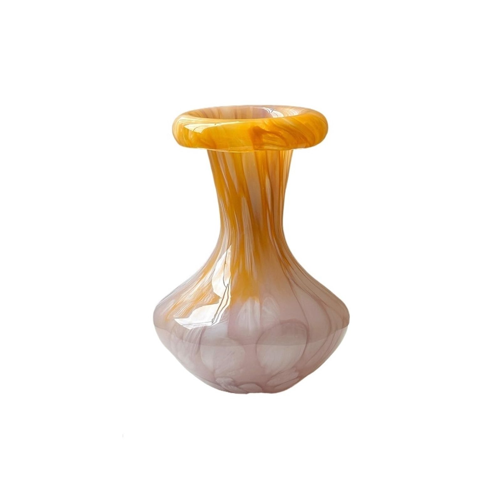 Vase for Home Decor Modern Aesthetic Glass Vase Handcrafted Amber Vases for Shelf Display Vases(Medium)