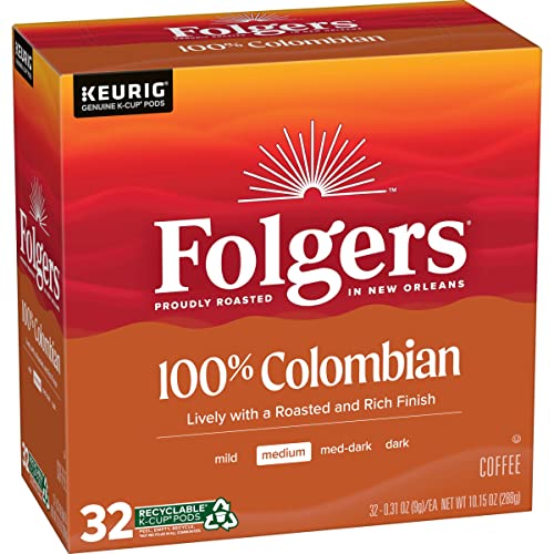 Folgers 100 Colombian Medium Roast Coffee, 128 Keurig KCup Pods The
