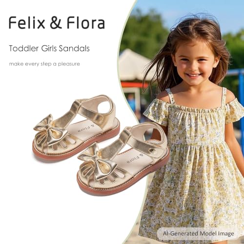 Image of Felix & Flora Toddler Girls Sandals Soft Rubber Princess Flat Shoes Flower Girl Shoes