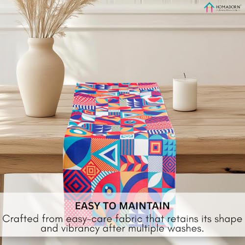 Image of HOMADORN Premium Digital Printed Table Runner - Double Layered Durable Fabric, Elegant Dining & Coffee Table Decoration, Fade-Resistant Prints, Easy Care (13X60 Inches ( 4 Seater), Abstract Fusion)