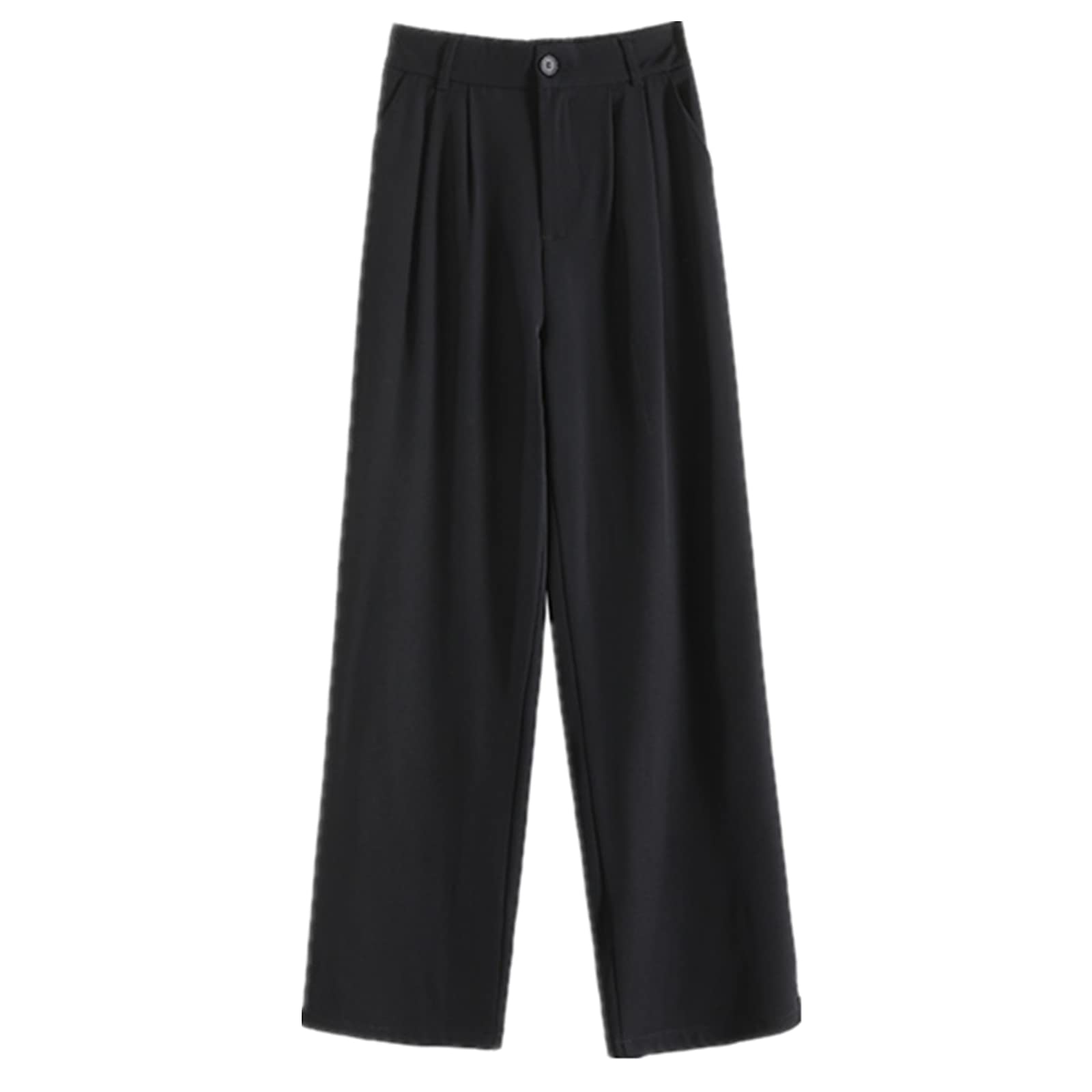 Fashion Womens Casual Workplace Temperament Trousers Loose All-Match Straight Pants Commuter Trousers 2XL Black