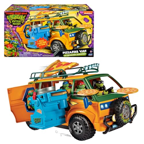 NINJA TURTLES Teenage Mutant Tortues Ninja, Camion de Combats, Lance Pizza motorisé, Peut contenir Les Figurines de 12 cm, Jouet pour Enfants dès 4 Ans,...