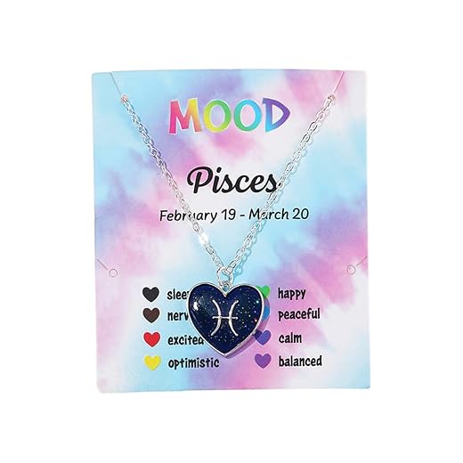 Temperature Sensing Color Changing Pendant 12 Constellation Zodiac Necklace Astrology Horoscope with Message Card for Women Birthday Gifts