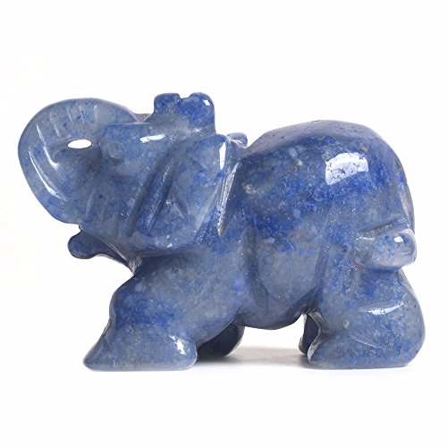 Justinstones Gemstone Elephant Blue Aventurine Crystal Animal Totem Spirit Stone Figurine 2 inch