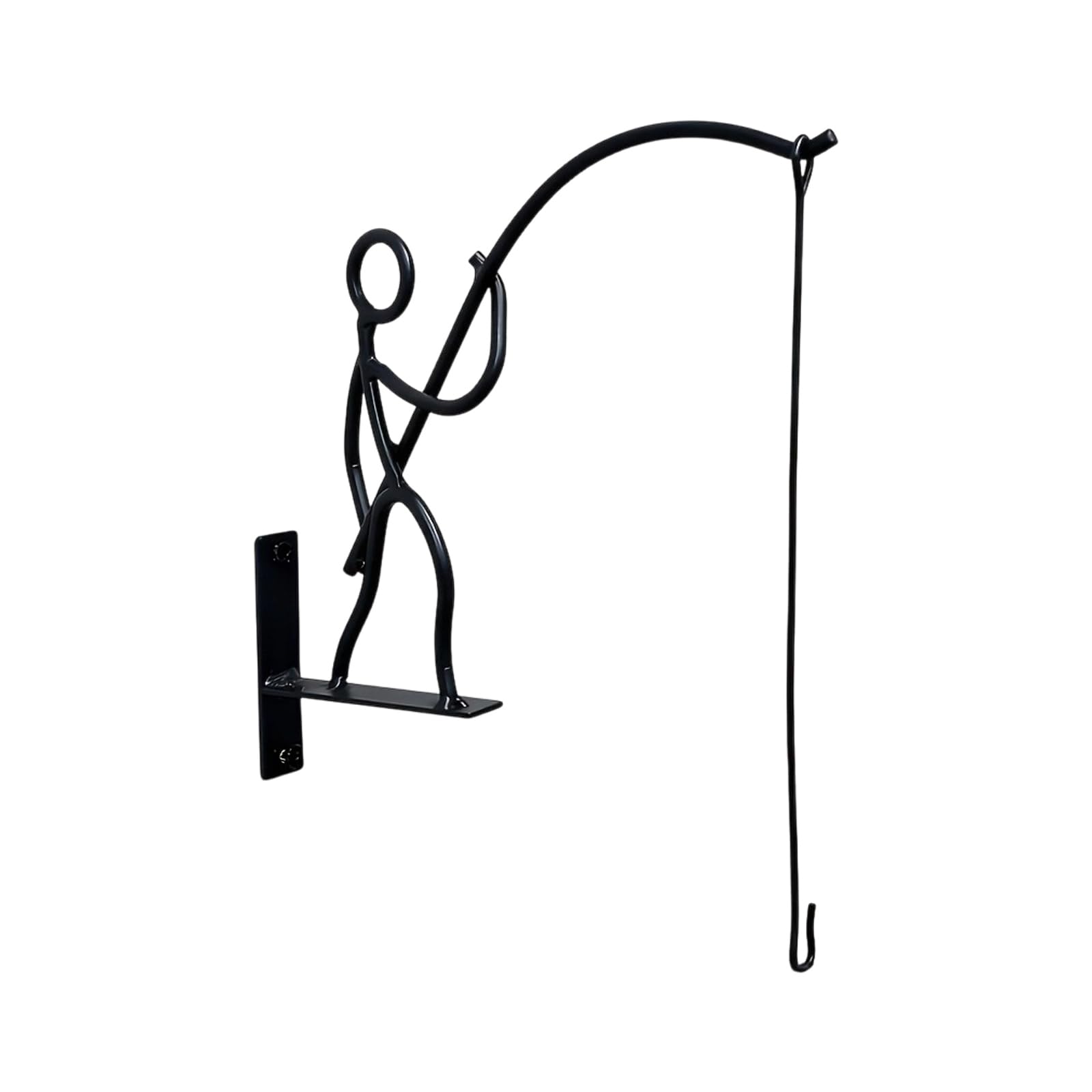 hogtnd Unique Iron Wall Hanging Flowerpot Holder Fisherman Plant Hanger for Small Pots Perfect for Balcony or Garden Innovative Wall Farmer