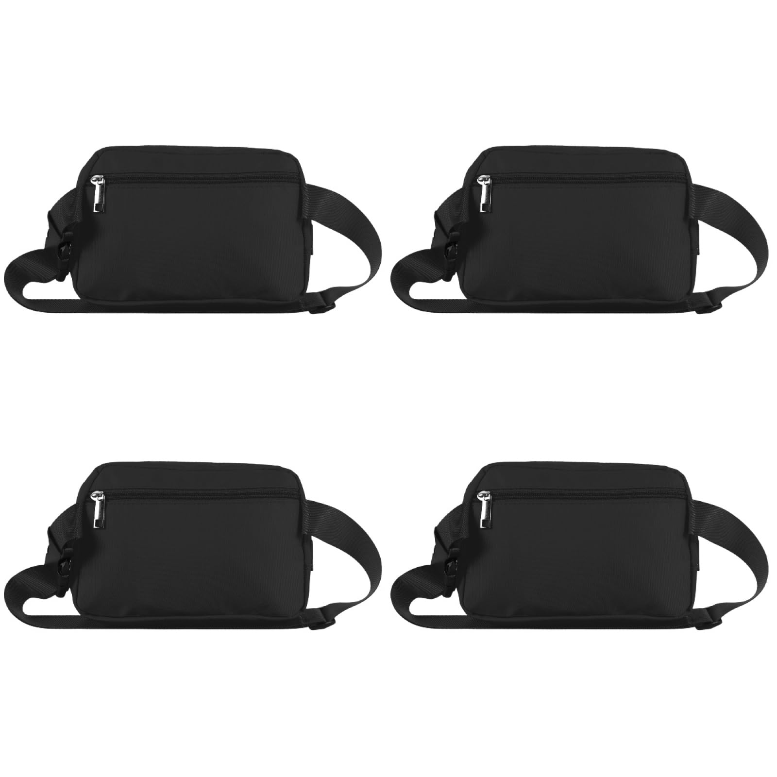 VANZACK 4Pcs Small Sling Bag Fanny Pack for Men & Women Crossbody Bags Trendy Fanny Packs Chest Bag with Adjustable Strap for Outdoors Hiking Traveling (Black-nylon fabric)