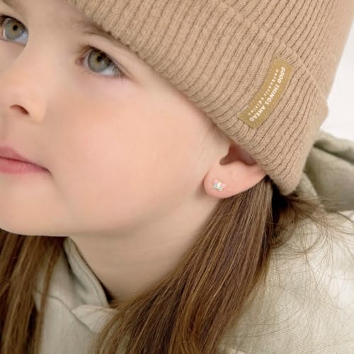 14k Yellow Gold Multicolor Enamel Butterfly Screw Back Earrings for Girls - Lovely Screw Backs for Toddlers & Little Girls - Small Pretty Butterfly Studs3