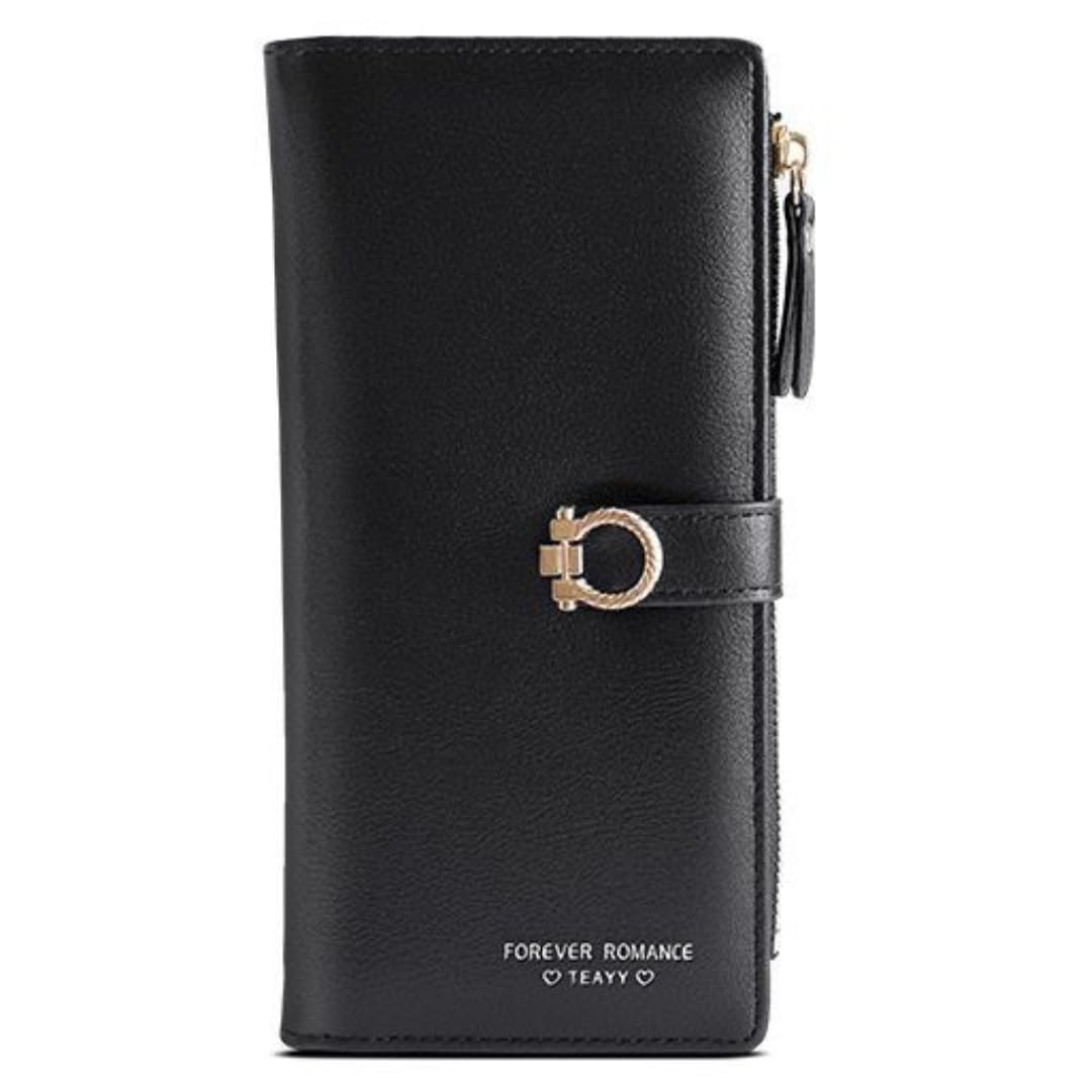 Women Wallet Slim Stylish Bifold Long Purse Clutch for Girls and Ladies with Zip Pocket, Phone, Cash, Coin, Credit Card Holder (Black)-image-12