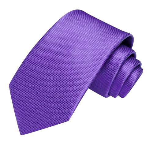 Image of Hi-Tie Solid Lavender Men's Silk Tie Classic Necktie and Pocket Square Lapel Pin Silver Tie Clip Cufflinks Set Wedding Business 6PCS
