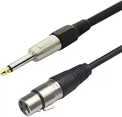 PluCable Cabo de audio P10 para XLR femea P10CANON30 Preto, Conexoes em metal, 3 Metros