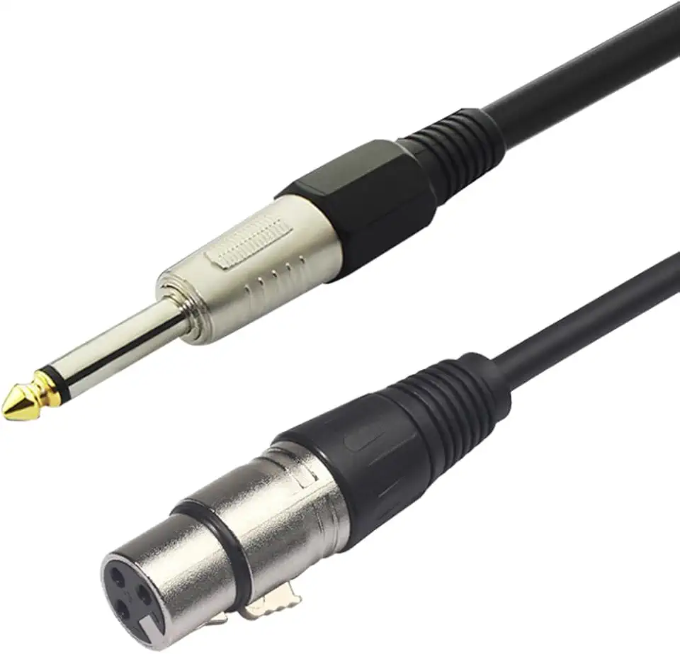 PluCable Cabo de audio P10 para XLR femea P10CANON30 Preto, Conexoes em metal, 3 Metros