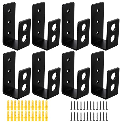 8 Pack Door Barricade Brackets Heavy Duty 2x4 Door Barricade Brackets U Shaped Bracket for Wood Security Bar Holder for Home Garage Barn Shed Gate Reinforcement - Black