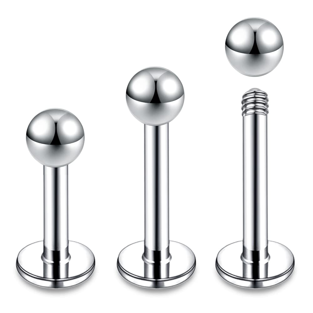 PunkTracker Pendientes de cartílago de titanio con circonita cúbica de 16 g para tragus, hélice, labio, caracola, joyería hipoalergénica, anillos de labios Monroe Medusa Labret