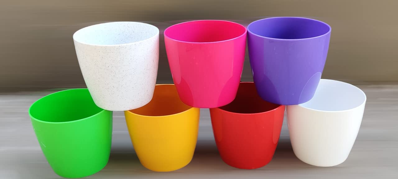 ZEONELY MART6 inch Plastic Pots Pack of 7 Colors