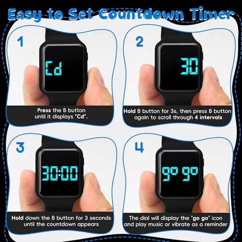 Image of Potty Training Watch for Toddlers with Countdown, Magnetic Charging, Flashing Lights, Fun Music or Vibration Alerts - Waterproof Interactive Toilet Training Reminder for Boys & Girls Ages 2-9