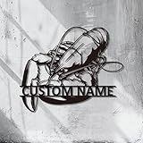 Letrero de pared de metal personalizado con nombre de langosta y mariscos, letrero personalizado con nombre de langosta, letrero de nombre personalizado de cangrejo de río para decoración del hogar
