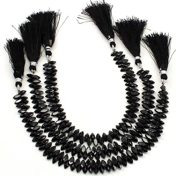 Perles spinelle noir marquise 4x8mm pour réparer et personnaliser vos colliers