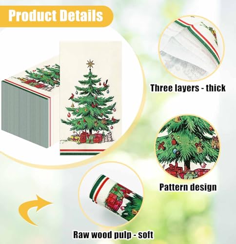 SietDESEO 50 PCS 3-ply Christmas Dinner Napkins Disposable Christmas Guest Bathroom Napkins 13 x 15.7 Inch Disposable Hand Towels for Winter Holiday Home Kitchen Bathroom Paper Napkin Decorative – Image 5