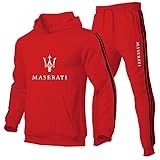 GWWGWW Hombres Jersey Sudadera+Sudaderas Mas.er_ati Printed Outdoor Leisure Classic Outdoor Hooded Sports suit, rojo, XL