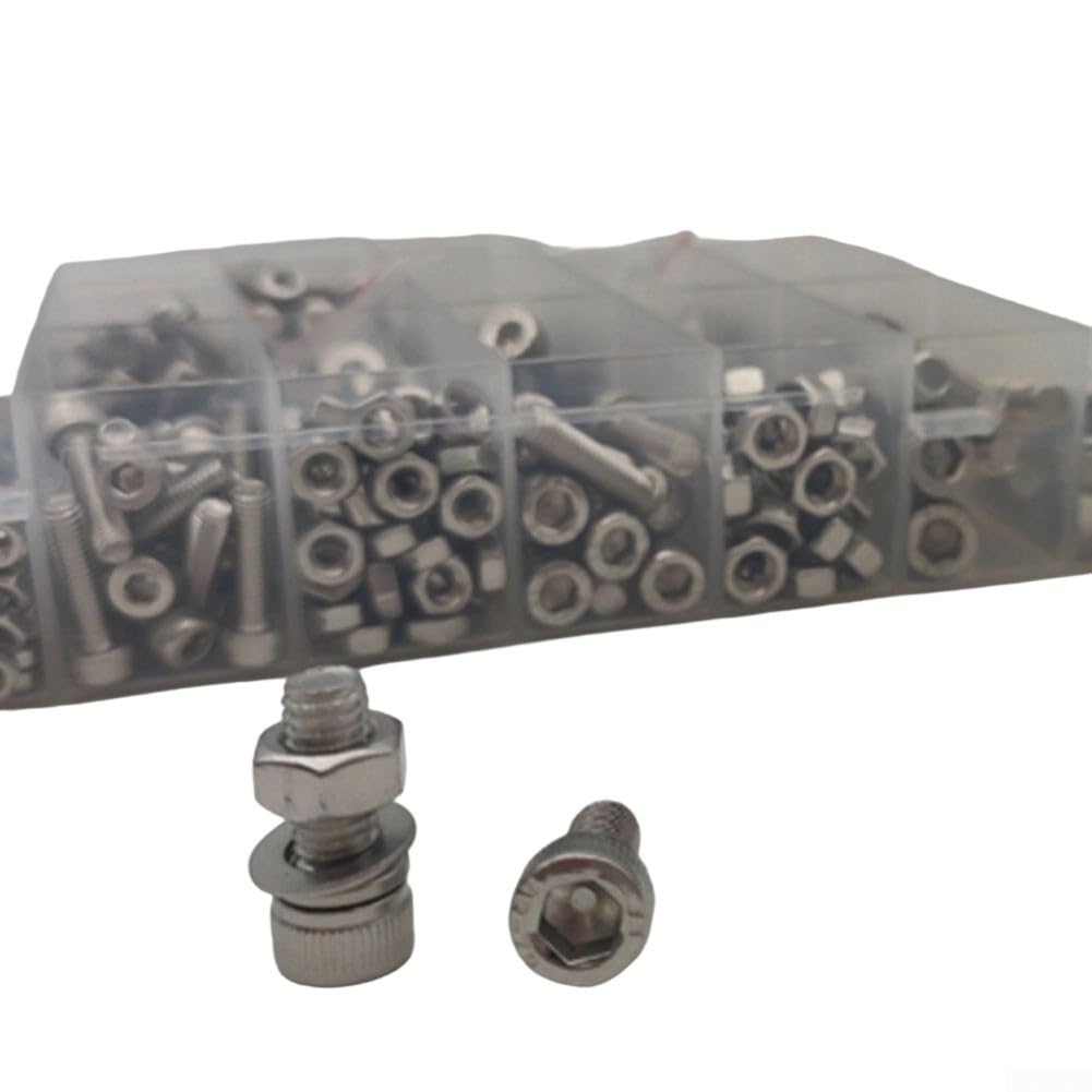 Juego de tornillos Allen de acero inoxidable 304 de 1220 piezas con tuercas y arandelas, A2-70, tornillos cilíndricos hexagonales, caja surtida para impresión 3D, bricolaje, montaje y reparación de