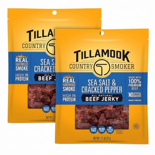Tillamook Country Smoker Real Hardwood Smoked Beef Jerky, Sea Salt & Cracked Pepper, 2.5 Ounce (Pack of 2) - image 1