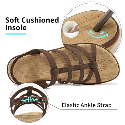 Alicegana Womens Sandals Dressy Summer: Comfortable Gladiator Flat Sandals for Women 2025 Non Slip Casual Walking Beach Shoes3