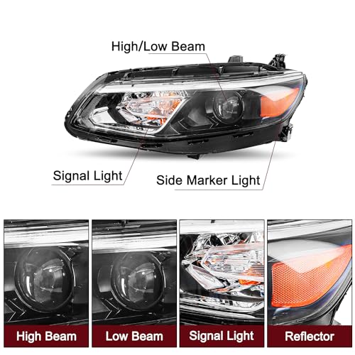 JSBOYAT Headlight Assembly Replacement for 2016-2018 Chevy Malibu OE Style Factory Halogen Projector Bulbs Included Chevrolet Headlamp Passenger and Driver Side - Image 4