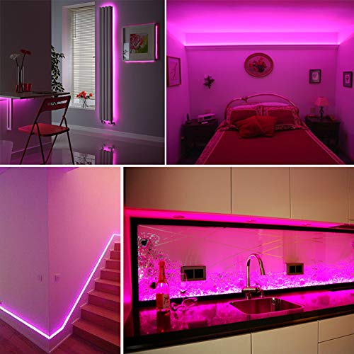 Surnie 50Ft Pink Led Neon Lights,Ip65 Waterproof Led Light Strip Flexible Cuttable Ac 110V Led Rope Lights Diy,Indoor Outdoor For Residential,Commercial Building Decoration #TOP3
