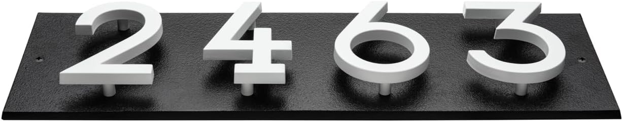 Whitehall Modern Floating 4.5 Inch Numbers Horizontal Address Sign Wall Plaque - Outdoor, Home personalized custom wall sign - 2 background Colors and 4 Number Colors available for youu house - Simple Installation