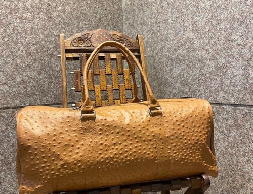 Ostrich Leather Duffel Bag for Travel, Weekend, Gym & Overnight, Luxury Sports Bag with Smooth Zipper, Anti-Slip Handles, Stylish & Spacious3