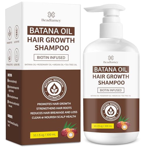 Batana Oil Hair Growth Shampoo: Natural Hair Loss Shampoo for Thinning Hair for Women and Men – Daily Hair Care at Home – 10.1 fl.oz