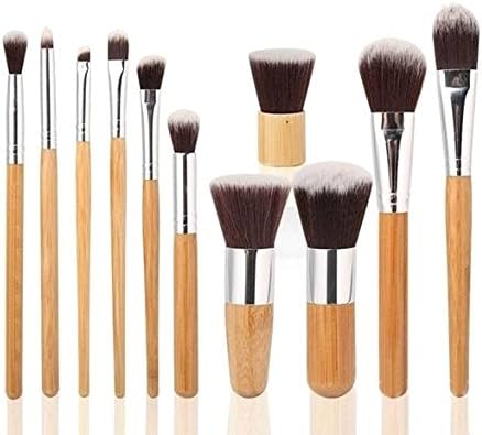 New 11 Pcs Bamboo Foundation Professional Cosmetic Starter Makeup Brush Sets Kit Superior Soft (Set of 11 Pcs), Brown Wood and Black by ProudSupply