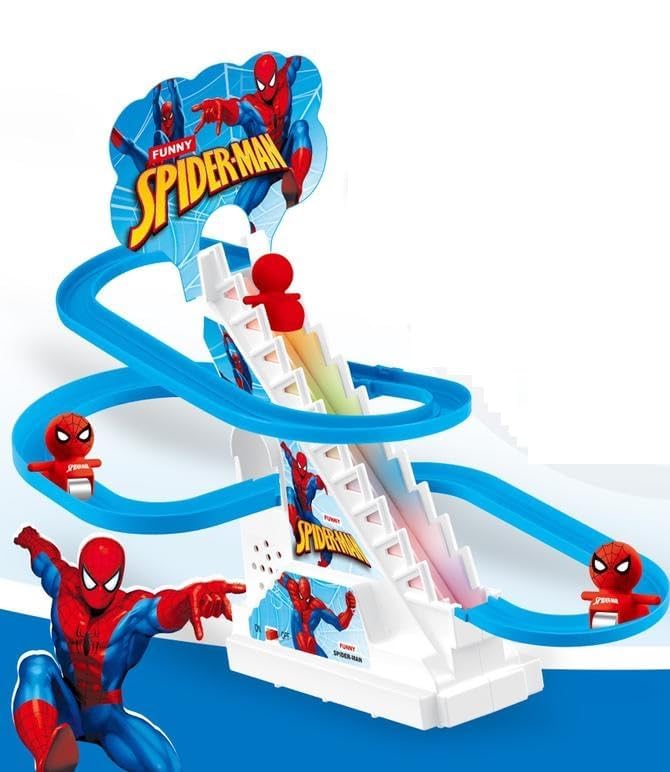 Image of MOROVIK Duck Slide Toy Set, Funny Automatic Stair-Climbing Ducklings Cartoon Race Track Set Little Lovely Duck Slide Toy Escalator Toy with Lights and Music (Duck Slide) (Track Racer)