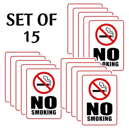 Image of CVANU NO SMOKING Warning Safety Self-Adhesive Waterproof PVC Vinyl Sign Sticker Size (11.7inchX8.3inch) Pack of 15