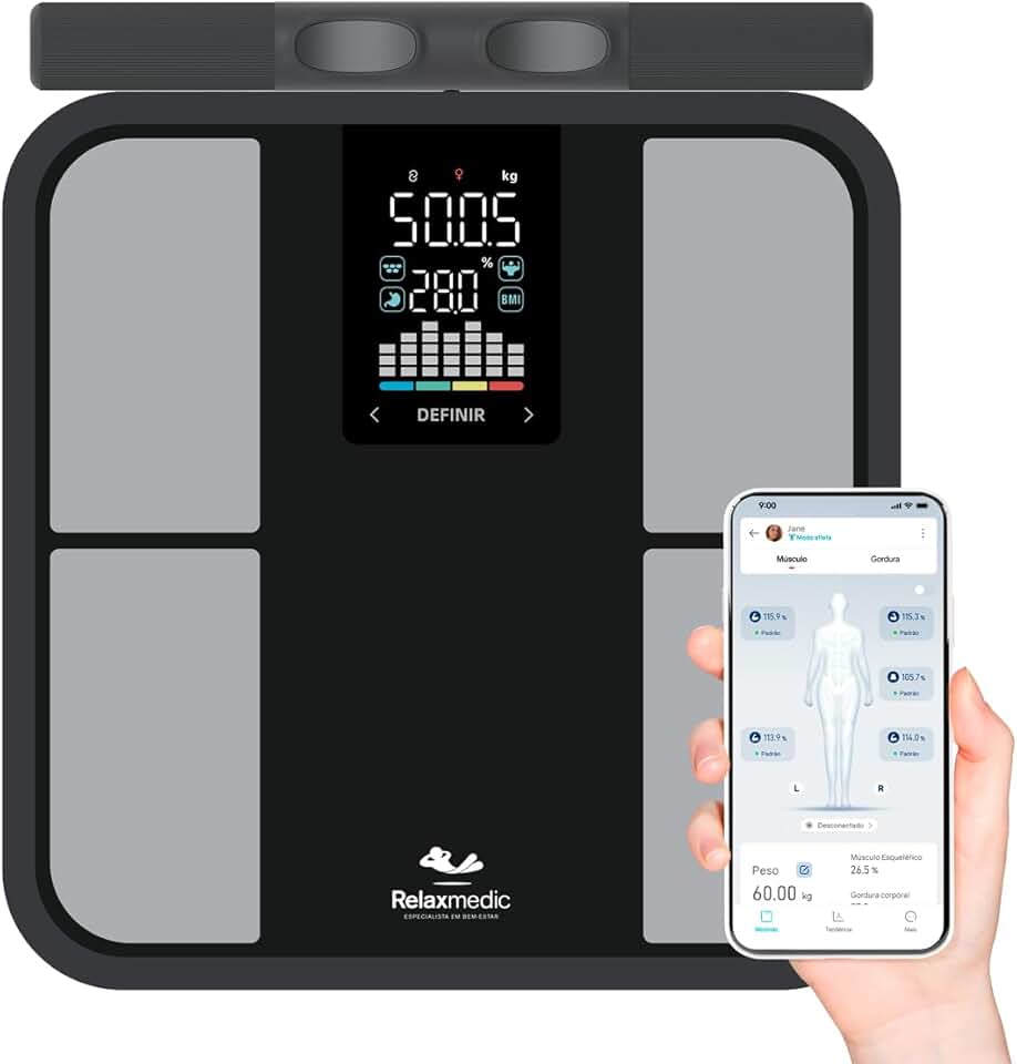 Balança De Bioimpedância Nivora Preto Relaxmedic